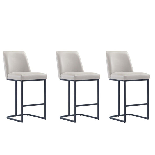 Manhattan Comfort - Serena Leatherette Counter Stool with Metal Legs in Light Grey - Set of 3 - 3-CS017-LG veiw 1