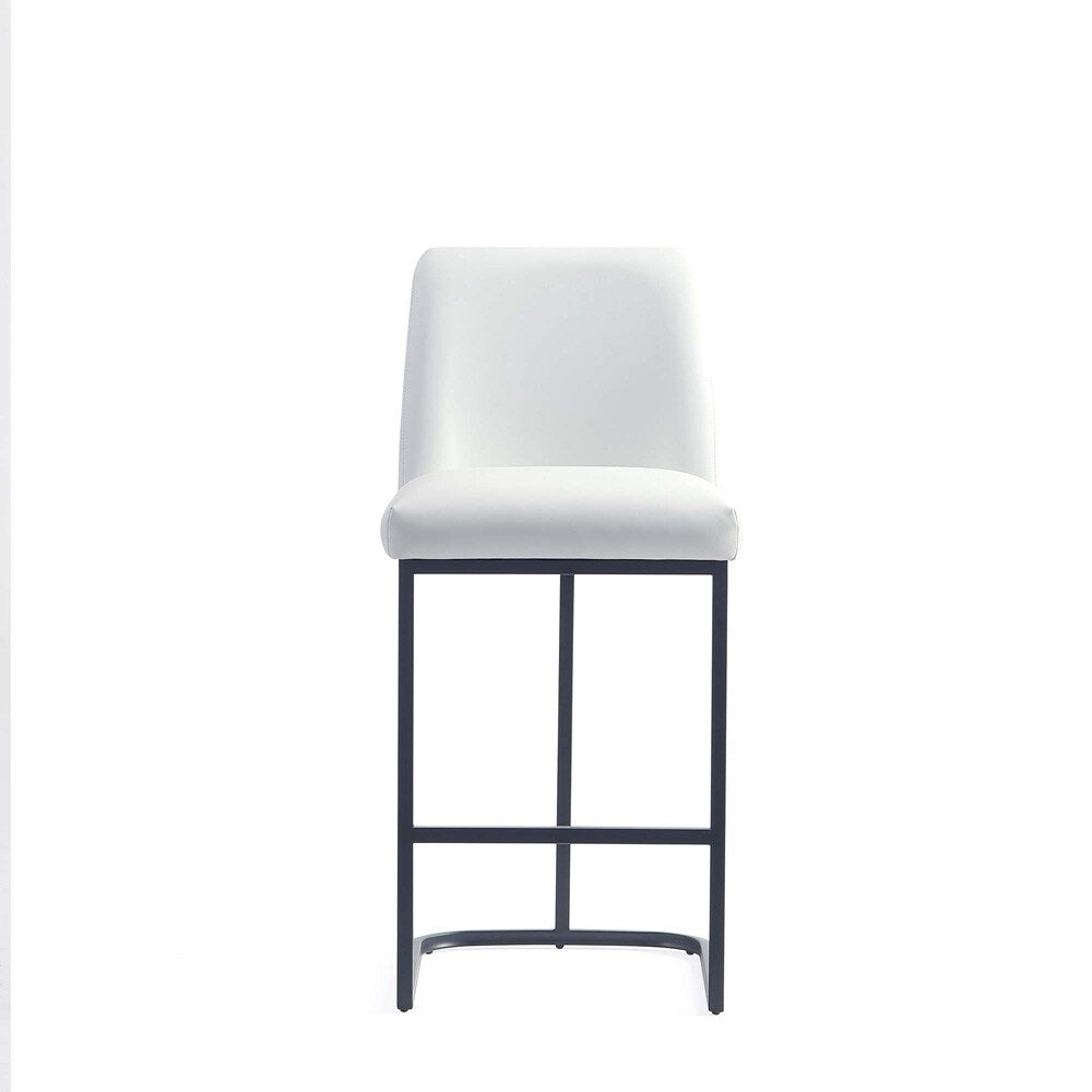 Manhattan Comfort - Serena Leatherette Counter Stool with Metal Legs in White - Set of 3 - 3-CS017-WH veiw 2