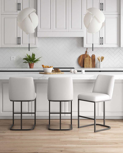 Manhattan Comfort - Serena Leatherette Counter Stool with Metal Legs in White - Set of 3 - 3-CS017-WH veiw 9