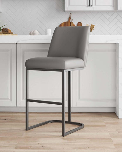 Manhattan Comfort - Serena Leatherette Barstool with Metal Legs in Grey - BS020-GY veiw 9