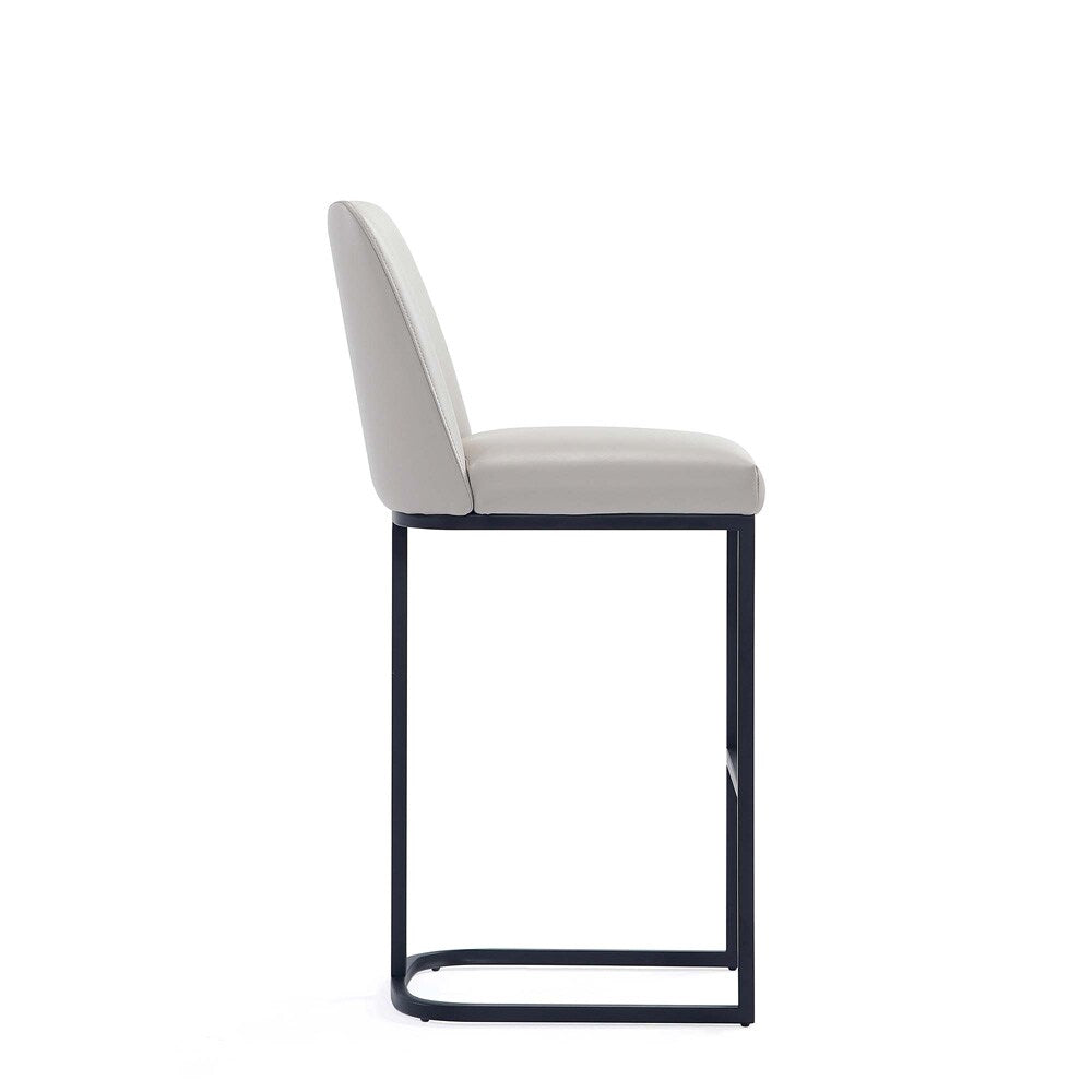 Manhattan Comfort - Serena Leatherette Barstool with Metal Legs in Light Grey - BS020-LG veiw 4