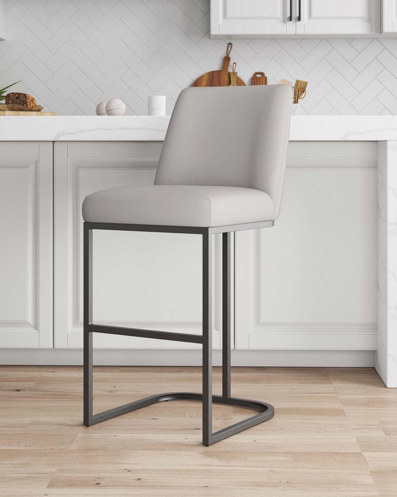 Manhattan Comfort - Serena Leatherette Barstool with Metal Legs in Light Grey - BS020-LG veiw 9