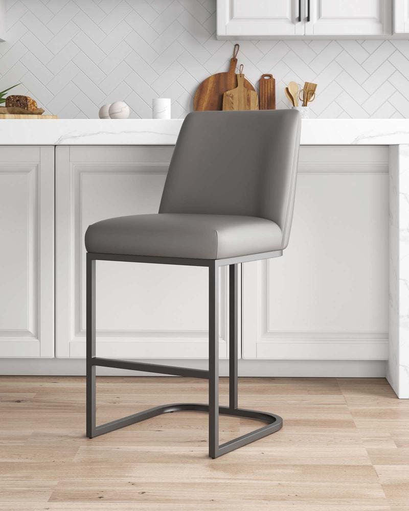Manhattan Comfort - Serena Leatherette Counter Stool with Metal Legs in Grey - CS017-GY veiw 9