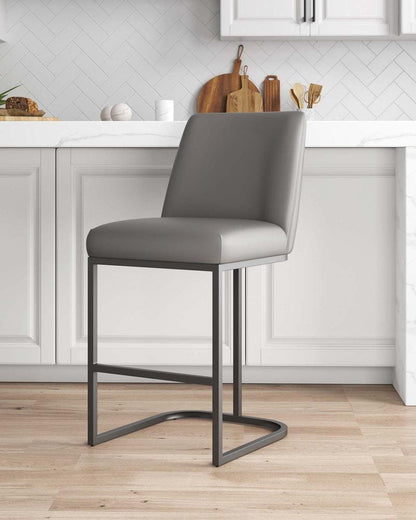 Manhattan Comfort - Serena Leatherette Counter Stool with Metal Legs in Grey - CS017-GY veiw 9
