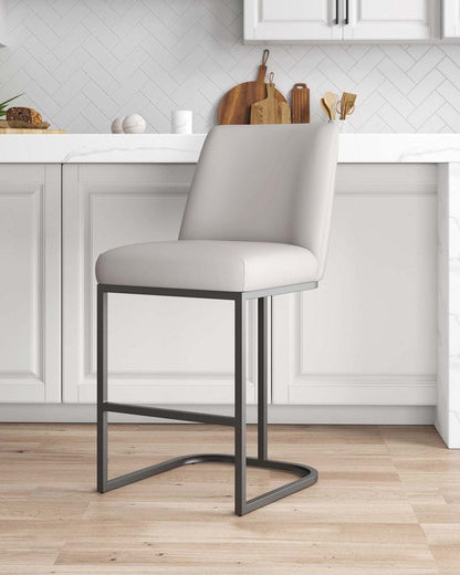 Manhattan Comfort - Serena Leatherette Counter Stool with Metal Legs in Light Grey - CS017-LG veiw 9