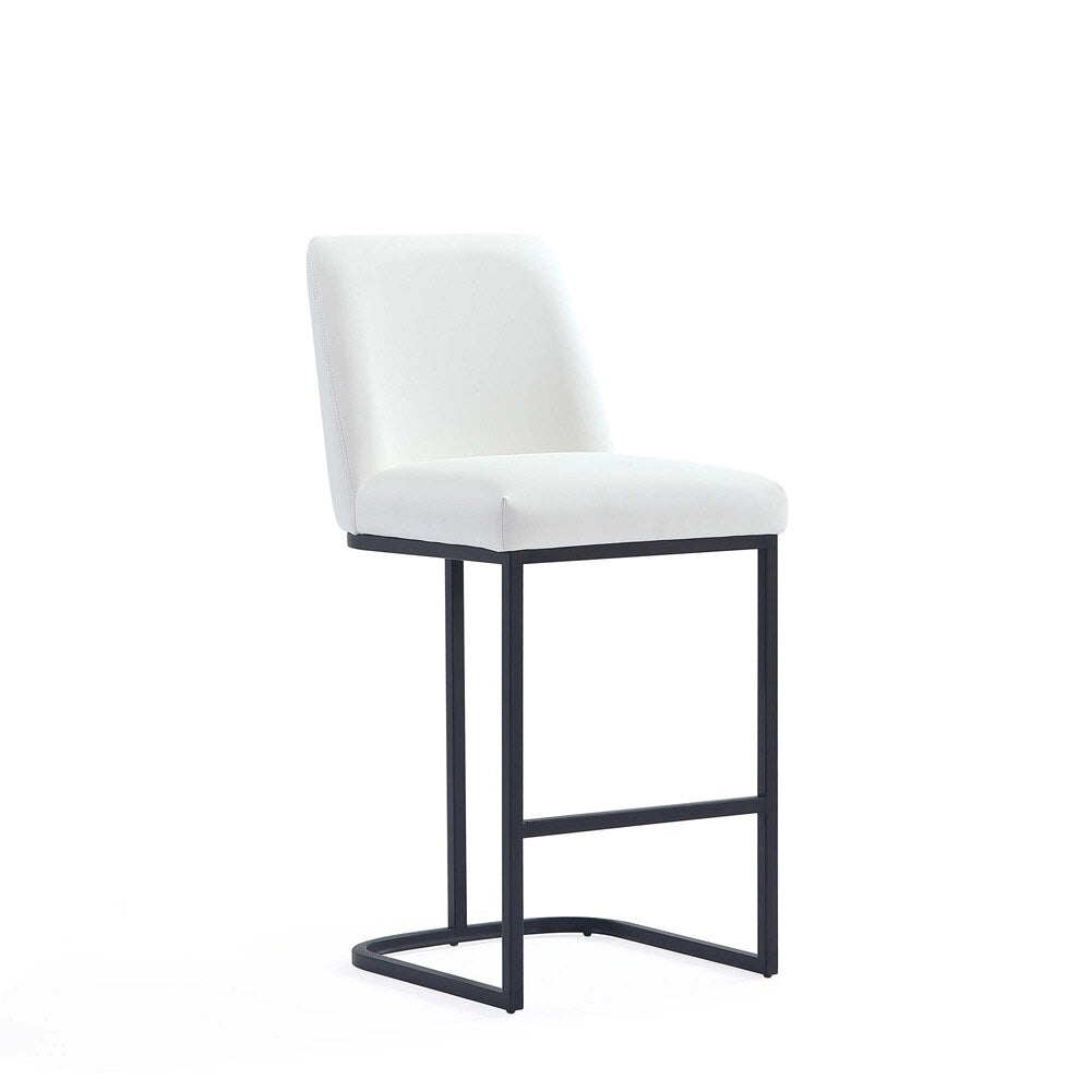 Manhattan Comfort - Serena Leatherette Counter Stool with Metal Legs in White - CS017-WH veiw 1