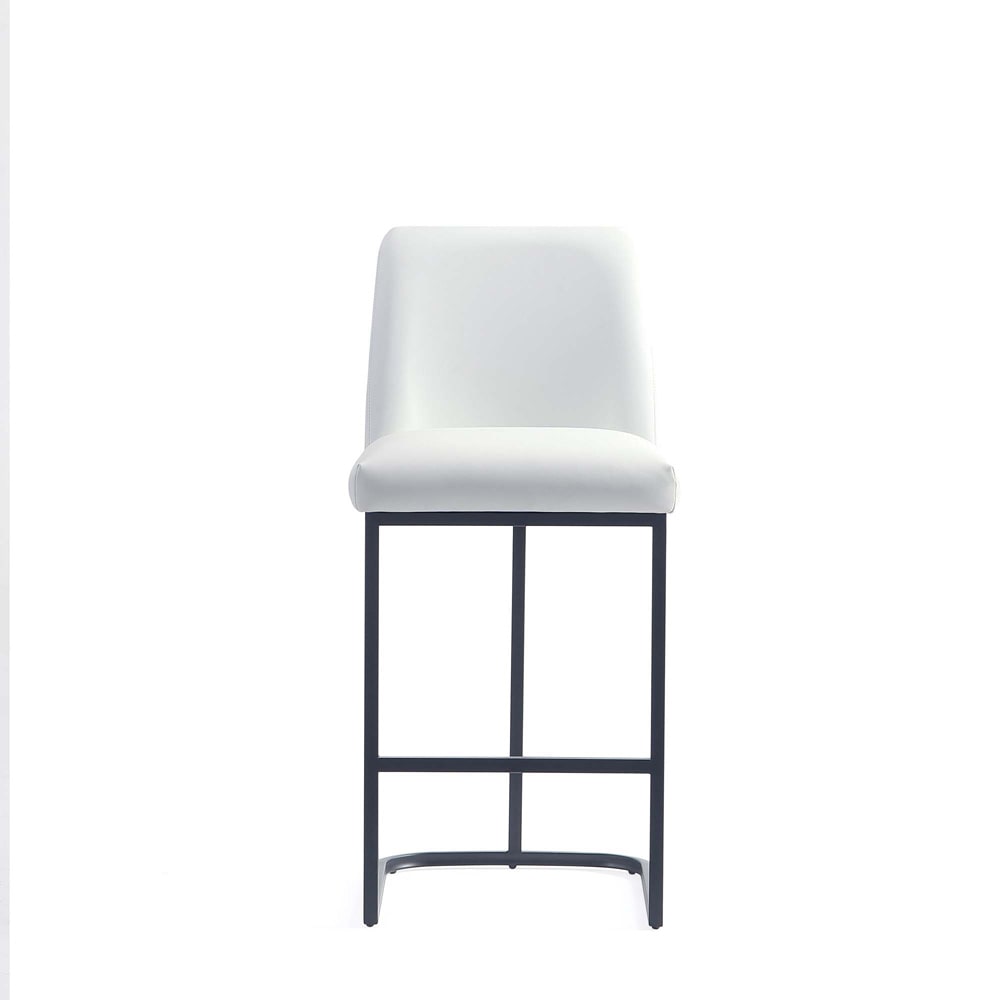 Manhattan Comfort - Serena Leatherette Counter Stool with Metal Legs in White - CS017-WH veiw 2