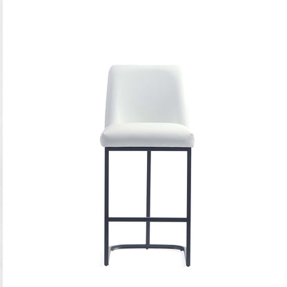 Manhattan Comfort - Serena Leatherette Counter Stool with Metal Legs in White - CS017-WH veiw 2