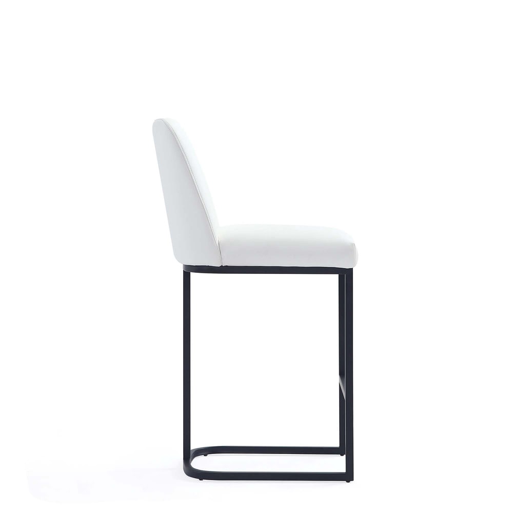 Manhattan Comfort - Serena Leatherette Counter Stool with Metal Legs in White - CS017-WH veiw 4