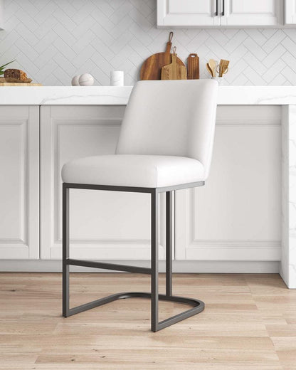 Manhattan Comfort - Serena Leatherette Counter Stool with Metal Legs in White - CS017-WH veiw 9