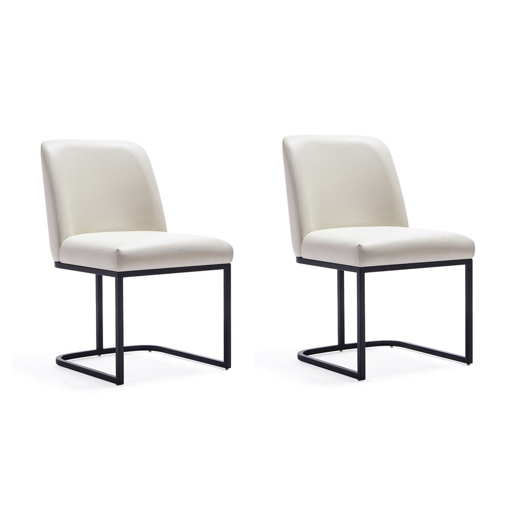 Manhattan Comfort - Serena Faux Leather Dining Chair with Steel Legs in Cream - Set of 2 - 2-DC056-CR veiw 1