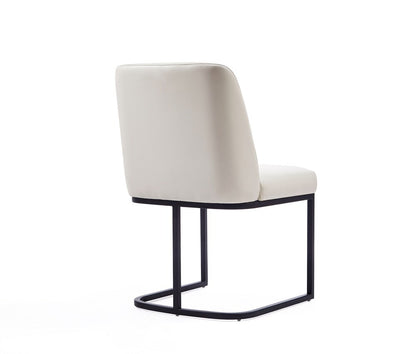 Manhattan Comfort - Serena Faux Leather Dining Chair with Steel Legs in Cream - Set of 2 - 2-DC056-CR veiw 3