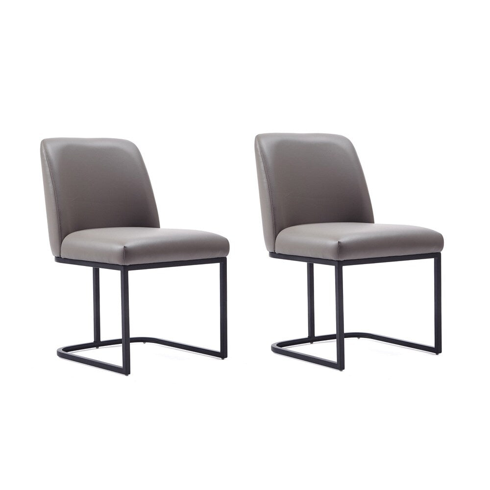 Manhattan Comfort - Serena Faux Leather Dining Chair with Steel Legs in Grey - Set of 2 - 2-DC056-GY veiw 1