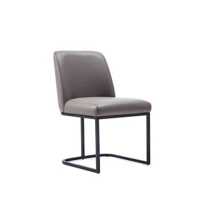 Manhattan Comfort - Serena Faux Leather Dining Chair with Steel Legs in Grey - Set of 2 - 2-DC056-GY veiw 2