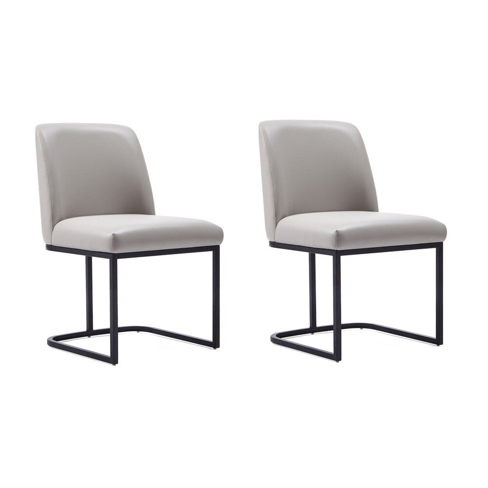 Manhattan Comfort - Serena Faux Leather Dining Chair with Steel Legs in Light Grey - Set of 2 - 2-DC056-LG veiw 1