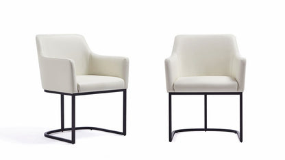 Manhattan Comfort - Serena Leatherette Dining Armchair with Steel Legs in Cream - Set of 2 - 2-DC056AR-CR veiw 1