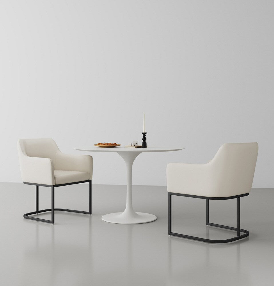 Manhattan Comfort - Serena Leatherette Dining Armchair with Steel Legs in Cream - Set of 2 - 2-DC056AR-CR veiw 6