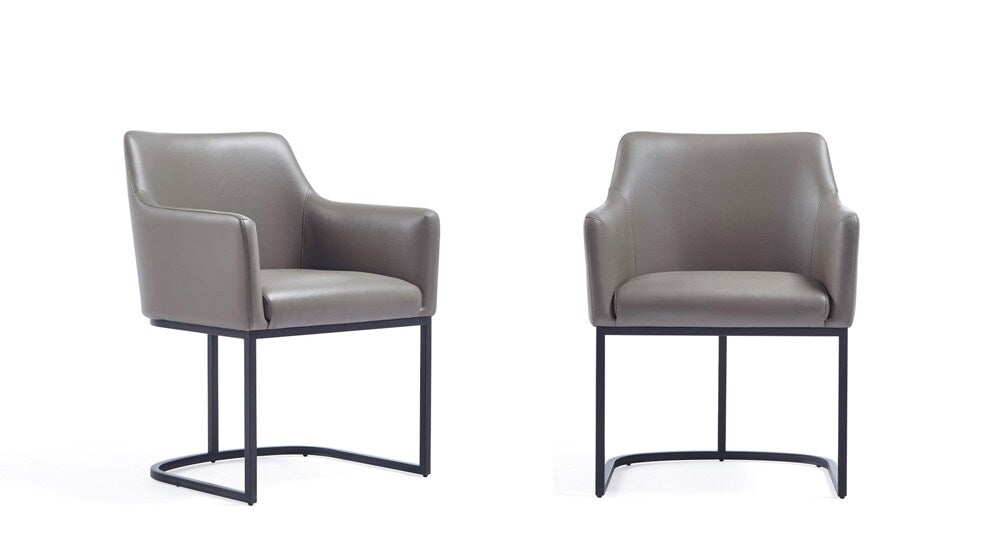 Manhattan Comfort - Serena Leatherette Dining Armchair with Steel Legs in Grey - Set of 2 - 2-DC056AR-GY veiw 1