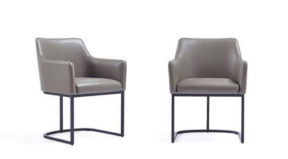 Manhattan Comfort - Serena Leatherette Dining Armchair with Steel Legs in Grey - Set of 2 - 2-DC056AR-GY veiw 1