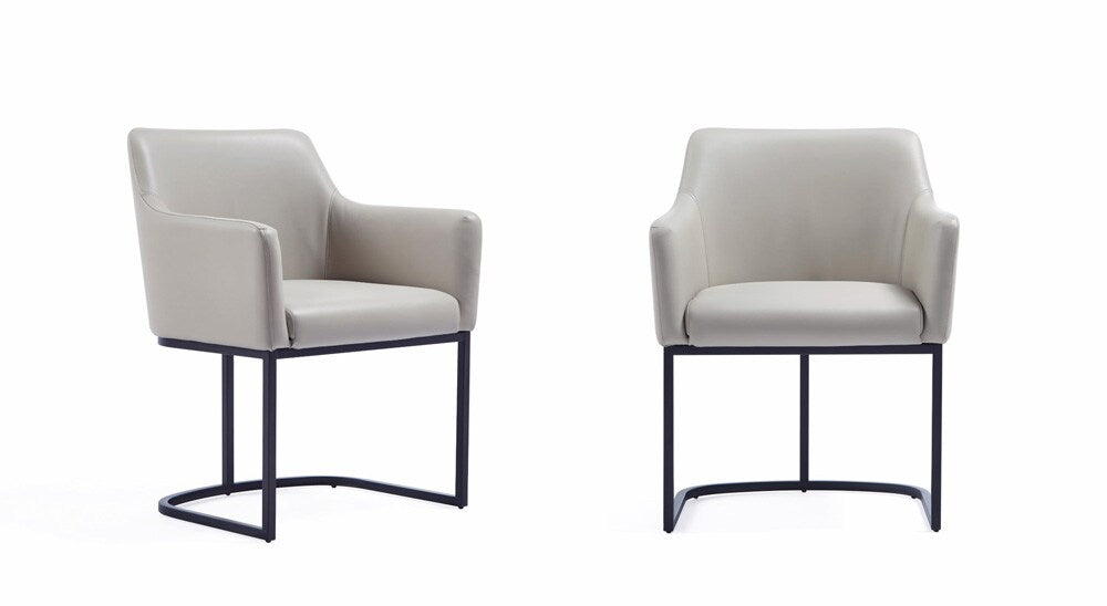 Manhattan Comfort - Serena Leatherette Dining Armchair with Steel Legs in Light Grey - Set of 2 - 2-DC056AR-LG veiw 1