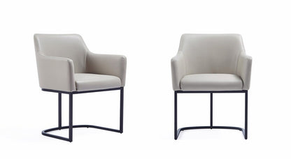 Manhattan Comfort - Serena Leatherette Dining Armchair with Steel Legs in Light Grey - Set of 2 - 2-DC056AR-LG veiw 1