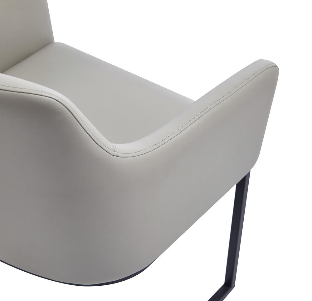Manhattan Comfort - Serena Leatherette Dining Armchair with Steel Legs in Light Grey - Set of 2 - 2-DC056AR-LG veiw 6