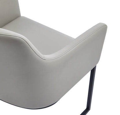 Manhattan Comfort - Serena Leatherette Dining Armchair with Steel Legs in Light Grey - Set of 2 - 2-DC056AR-LG veiw 6