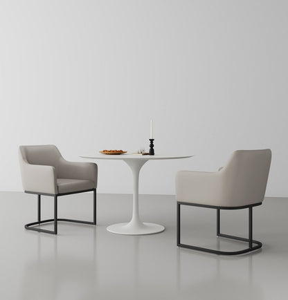 Manhattan Comfort - Serena Leatherette Dining Armchair with Steel Legs in Light Grey - Set of 2 - 2-DC056AR-LG veiw 7