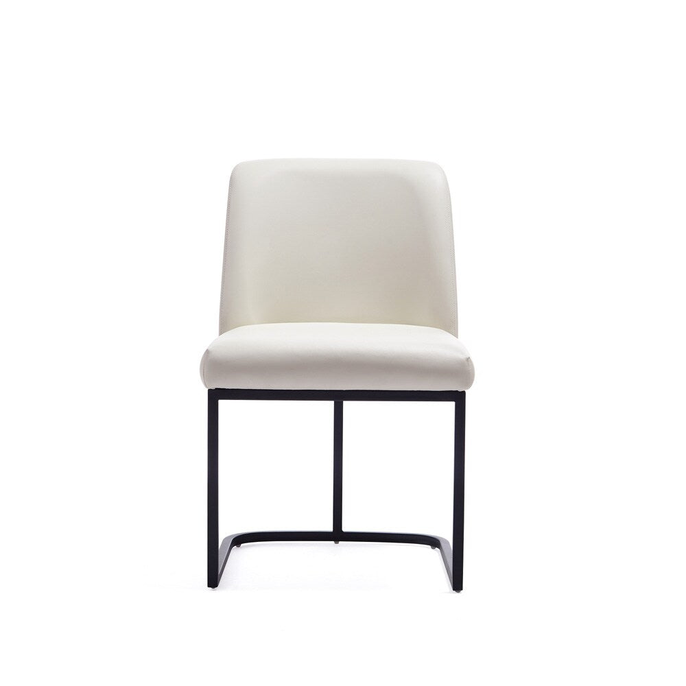 Manhattan Comfort - Serena Faux Leather Dining Chair with Steel Legs in Cream - DC056-CR veiw 1