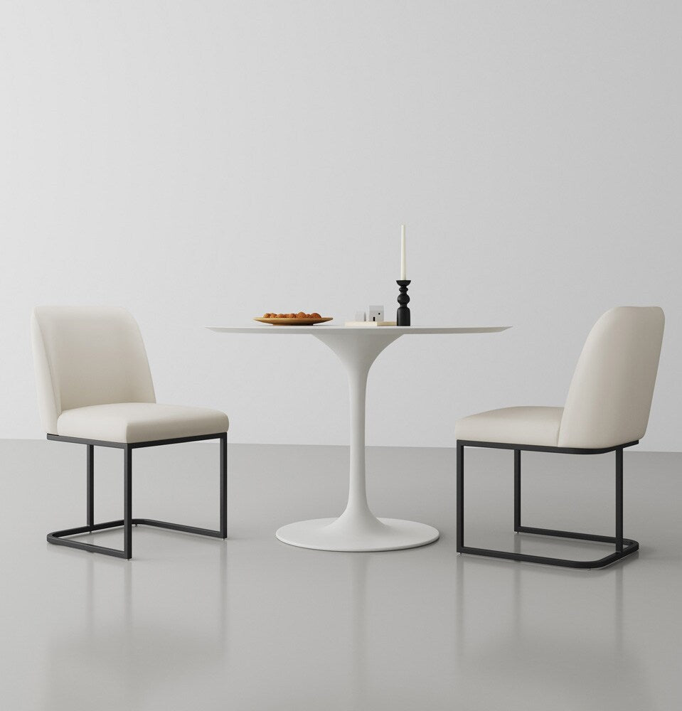 Manhattan Comfort - Serena Faux Leather Dining Chair with Steel Legs in Cream - DC056-CR veiw 9