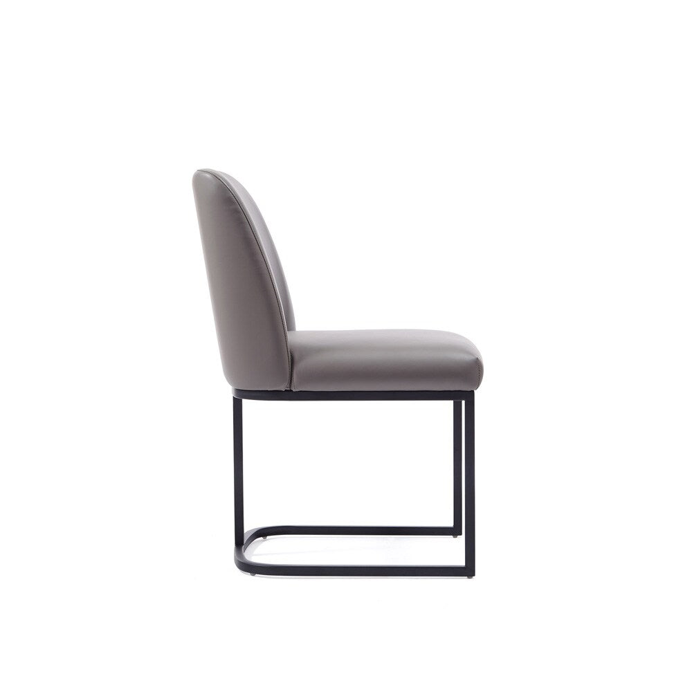 Manhattan Comfort - Serena Faux Leather Dining Chair with Steel Legs in Grey - DC056-GY veiw 4