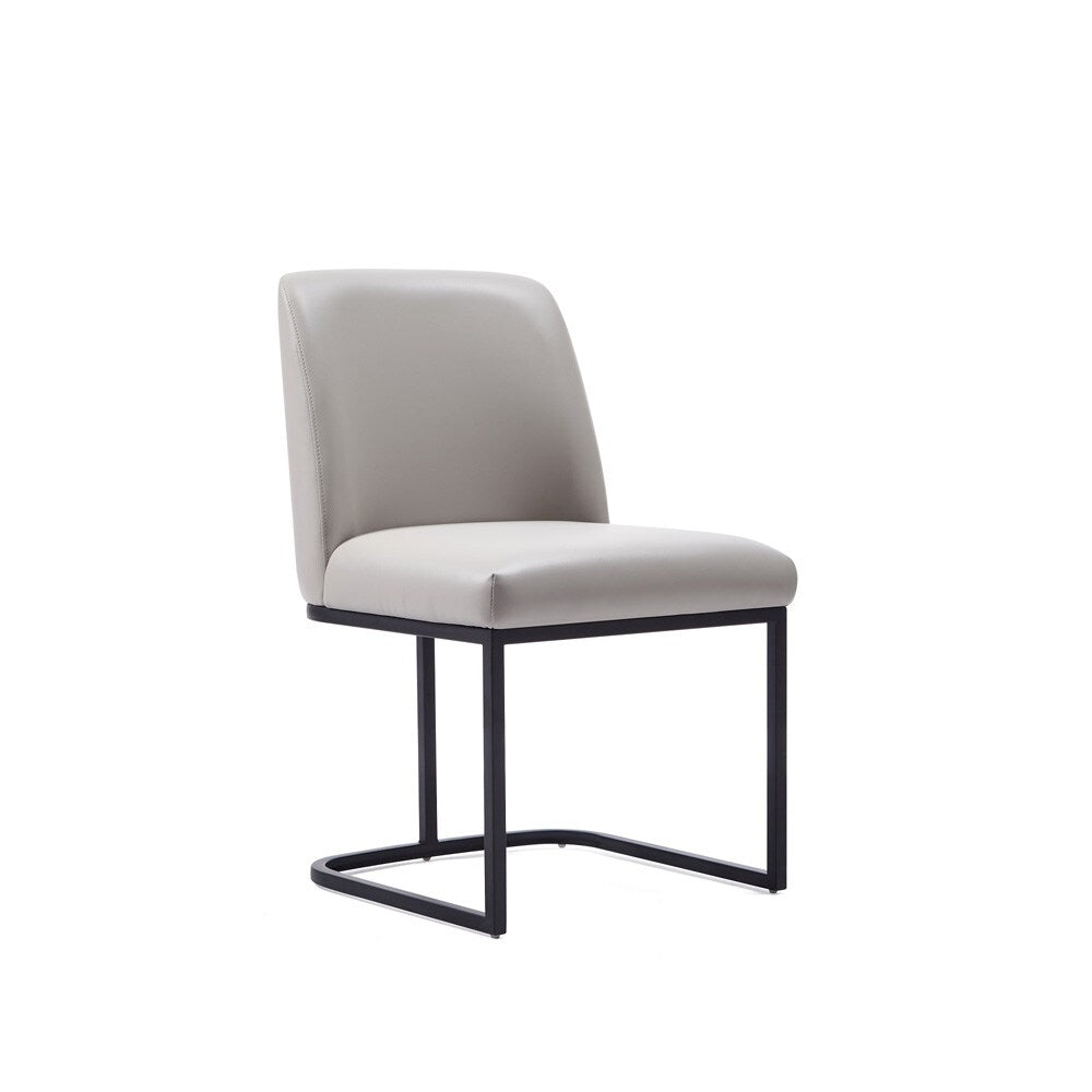 Manhattan Comfort - Serena Faux Leather Dining Chair with Steel Legs in Light Grey - DC056-LG veiw 2