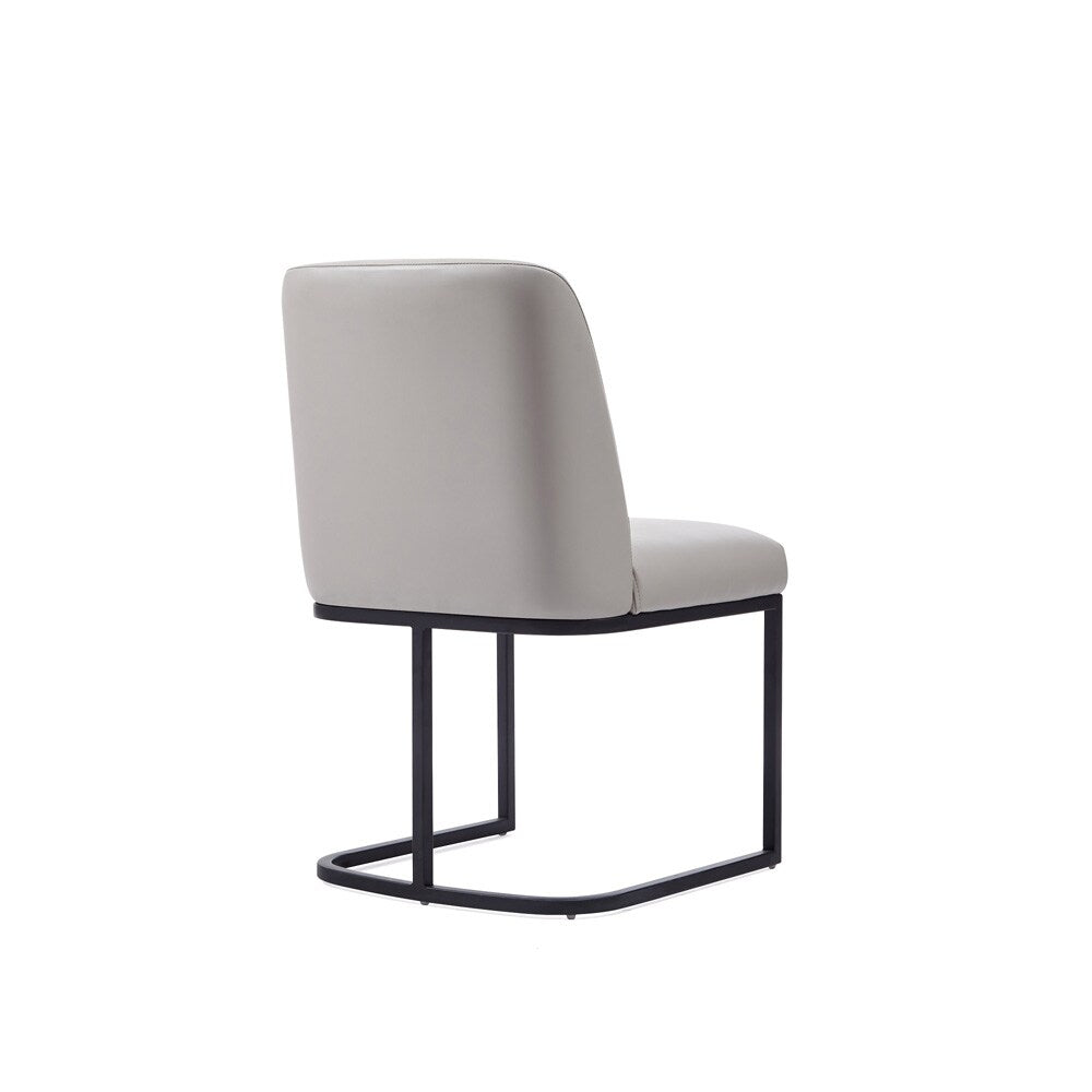 Manhattan Comfort - Serena Faux Leather Dining Chair with Steel Legs in Light Grey - DC056-LG veiw 3