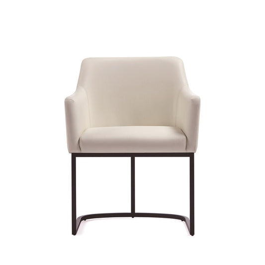 Manhattan Comfort - Serena Leatherette Dining Armchair with Steel Legs in Cream - DC056AR-CR veiw 1
