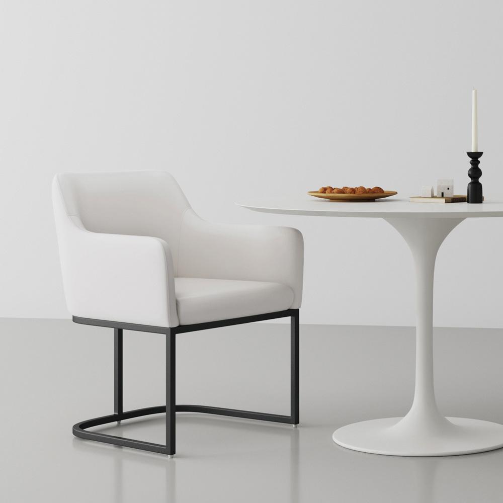 Manhattan Comfort - Serena Leatherette Dining Armchair with Steel Legs in Cream - DC056AR-CR veiw 6