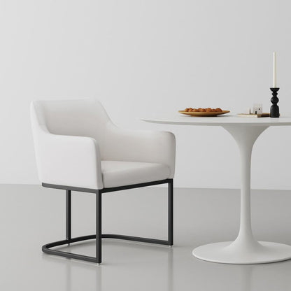 Manhattan Comfort - Serena Leatherette Dining Armchair with Steel Legs in Cream - DC056AR-CR veiw 6