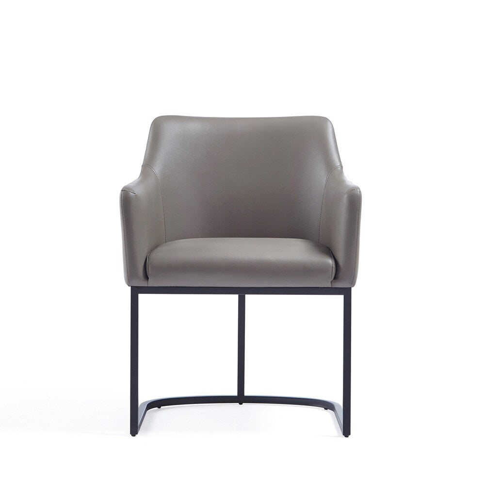 Manhattan Comfort - Serena Leatherette Dining Armchair with Steel Legs in Grey - DC056AR-GY veiw 1