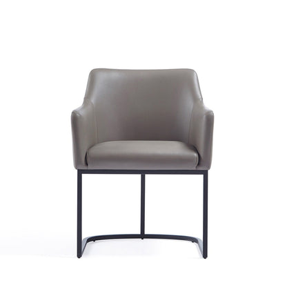 Manhattan Comfort - Serena Leatherette Dining Armchair with Steel Legs in Grey - DC056AR-GY veiw 1