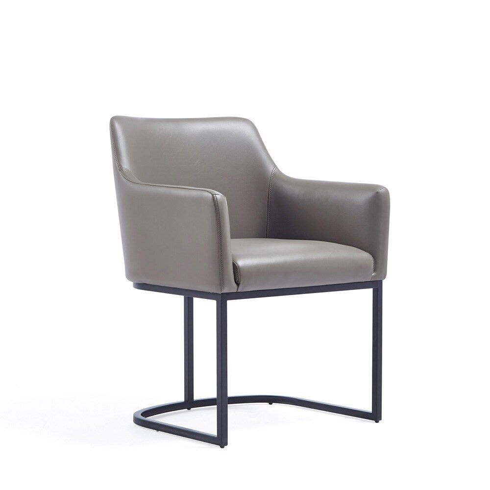 Manhattan Comfort - Serena Leatherette Dining Armchair with Steel Legs in Grey - DC056AR-GY veiw 2