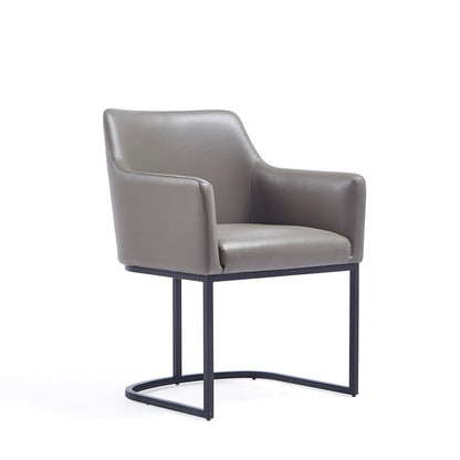Manhattan Comfort - Serena Leatherette Dining Armchair with Steel Legs in Grey - DC056AR-GY veiw 2