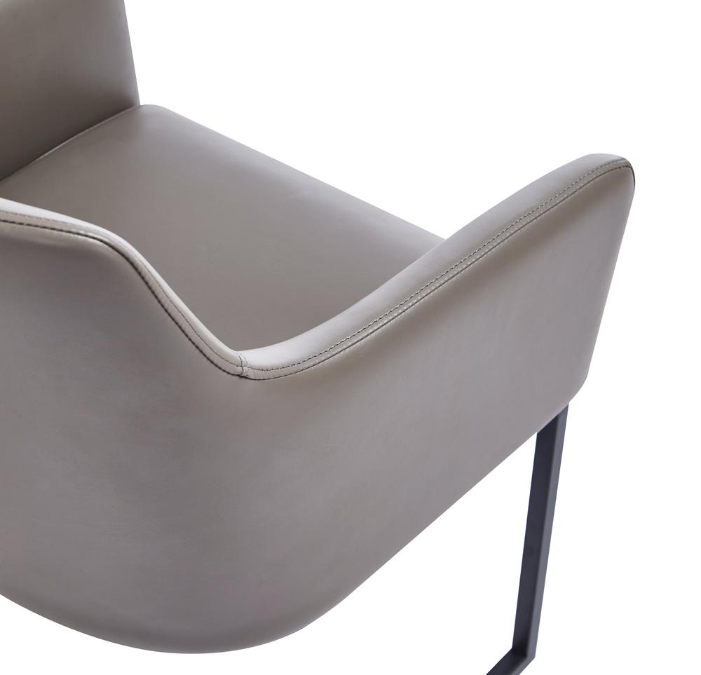 Manhattan Comfort - Serena Leatherette Dining Armchair with Steel Legs in Grey - DC056AR-GY veiw 6