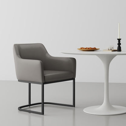 Manhattan Comfort - Serena Leatherette Dining Armchair with Steel Legs in Grey - DC056AR-GY veiw 7