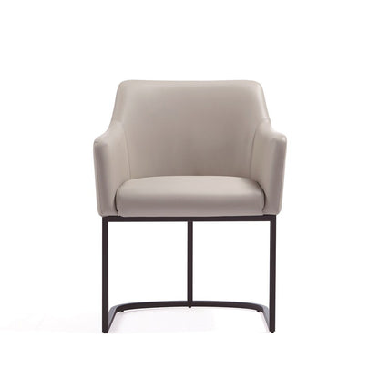 Manhattan Comfort - Serena Leatherette Dining Armchair with Steel Legs in Light Grey - DC056AR-LG veiw 1