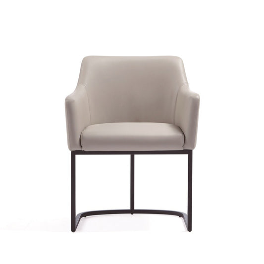 Manhattan Comfort - Serena Leatherette Dining Armchair with Steel Legs in Light Grey - DC056AR-LG veiw 1