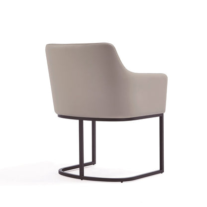 Manhattan Comfort - Serena Leatherette Dining Armchair with Steel Legs in Light Grey - DC056AR-LG veiw 3