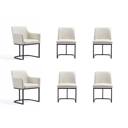 Manhattan Comfort - 6-Piece Serena Dining Armchair - LeatheretteDining Chair - Faux Leather Dining Set with Steel Legs in Cream - 6-DC056-CR veiw 1