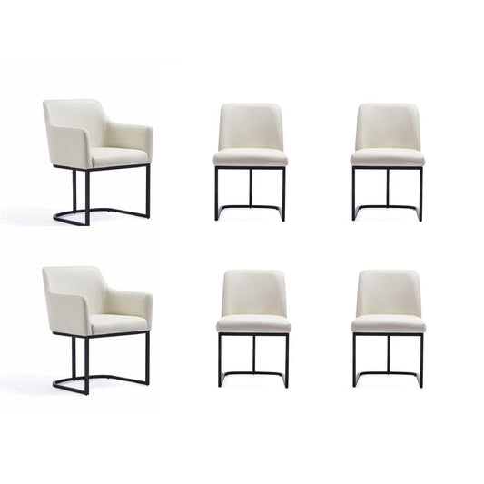 Manhattan Comfort - 6-Piece Serena Dining Armchair - LeatheretteDining Chair - Faux Leather Dining Set with Steel Legs in Cream - 6-DC056-CR veiw 1