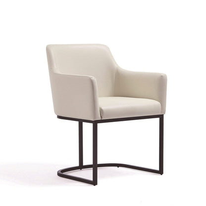 Manhattan Comfort - 6-Piece Serena Dining Armchair - LeatheretteDining Chair - Faux Leather Dining Set with Steel Legs in Cream - 6-DC056-CR veiw 2