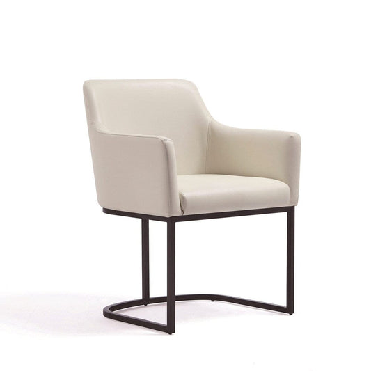 Manhattan Comfort - 6-Piece Serena Dining Armchair - LeatheretteDining Chair - Faux Leather Dining Set with Steel Legs in Cream - 6-DC056-CR veiw 2