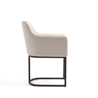 Manhattan Comfort - 6-Piece Serena Dining Armchair - LeatheretteDining Chair - Faux Leather Dining Set with Steel Legs in Cream - 6-DC056-CR veiw 4